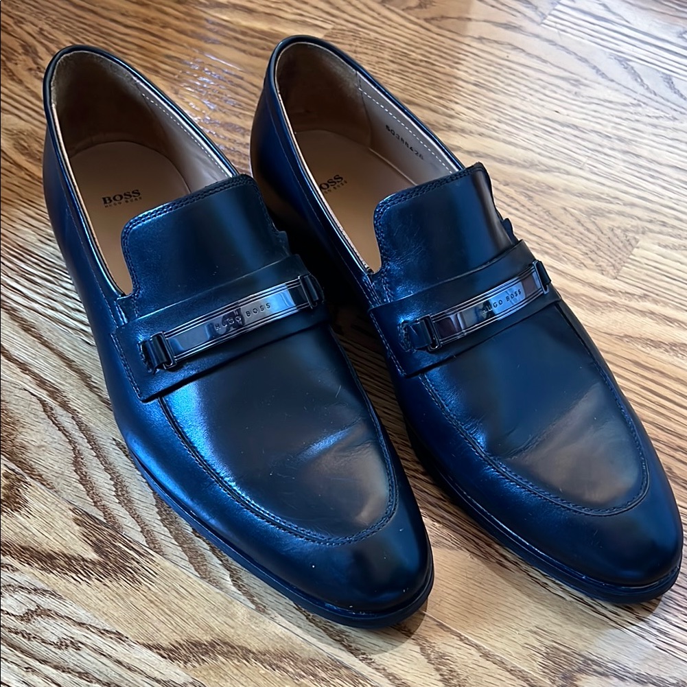 Boss Men's Black Leather Loafers